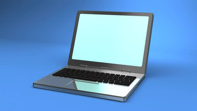蓝色背景上的笔记本电脑