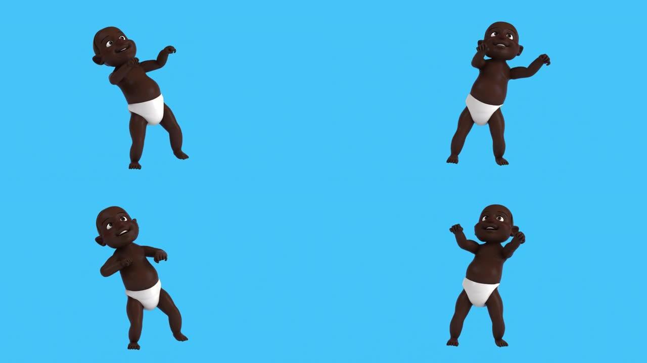 有趣的3D卡通婴儿舞蹈 (包括alpha频道)