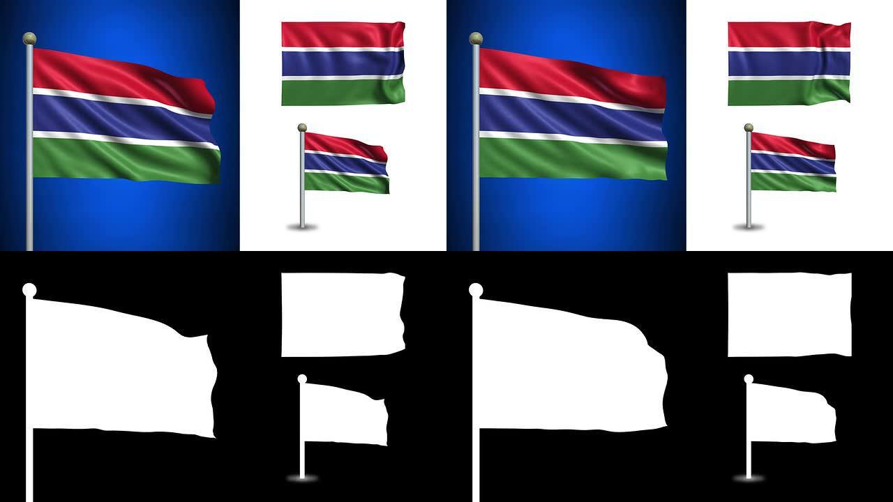 冈比亚旗帜-阿尔法频道，无缝循环!