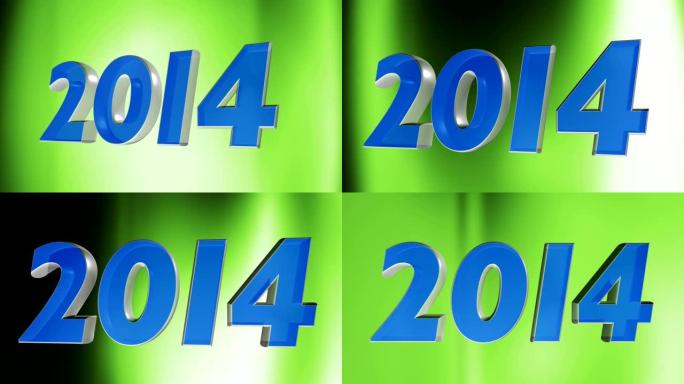 新2014年，绿色循环背景上的3d动画