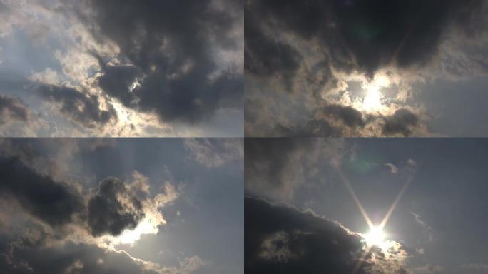 美丽的时光流逝的云朵在太阳的作用下缓慢漂移 (高清晰度)