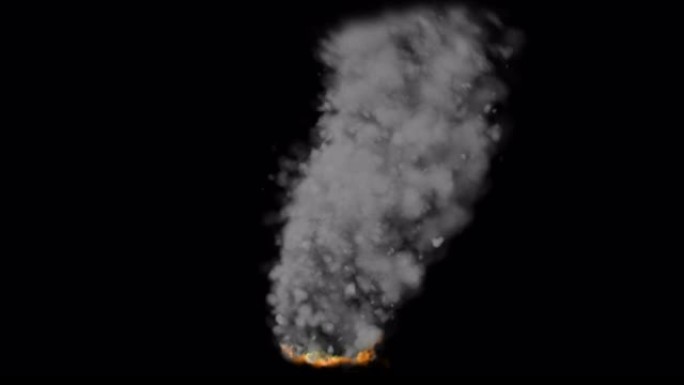 逼真的烟羽，烟雾爆炸，燃烧的火灾或爆炸产生的巨大烟雾，动画无缝循环，阿尔法频道.4k。