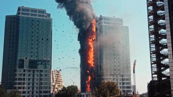 火灾，城市中的高层建筑，对平民的恐怖。乌克兰战争