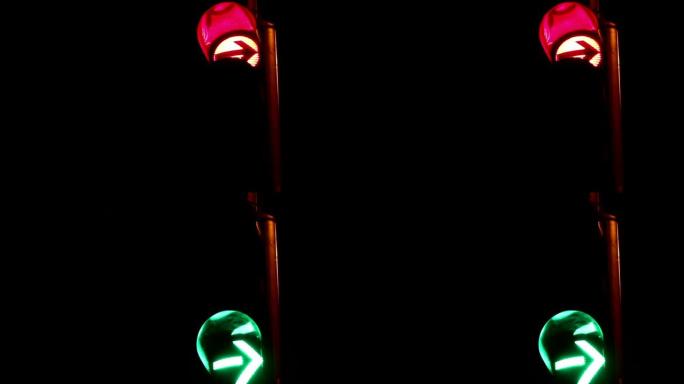 夜间交通灯变绿