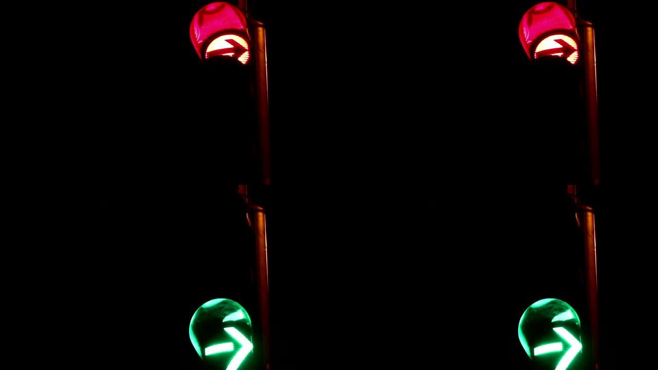 夜间交通灯变绿
