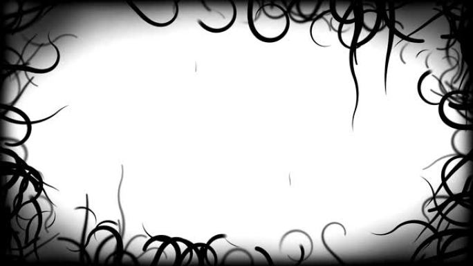 黑色藤蔓边框背景动画-循环白色