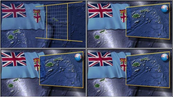 斐济旗和地图动画