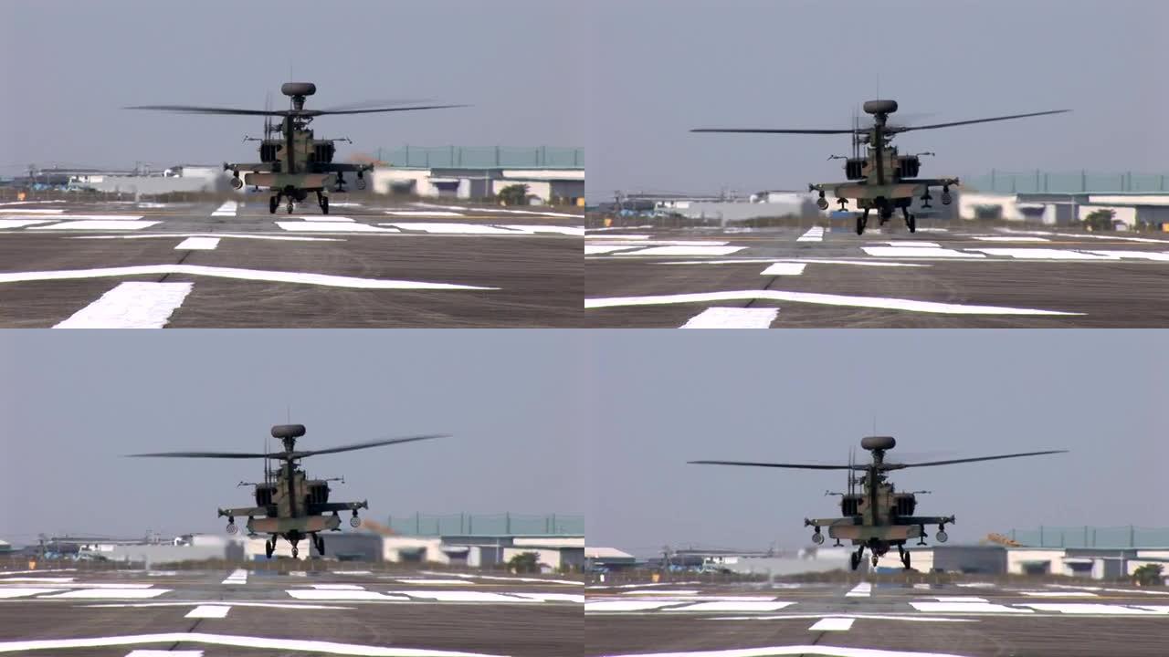 AH64反坦克直升机起飞。