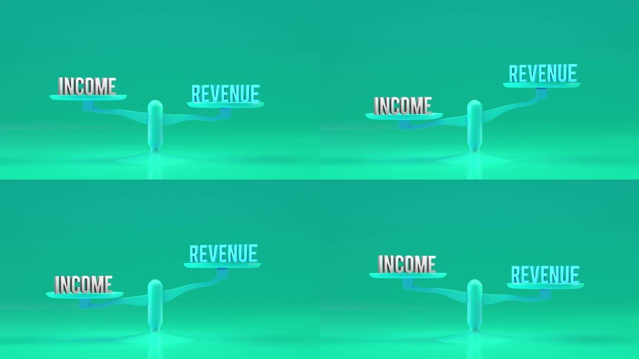 收入和收入权重，平衡，比例循环动画背景
