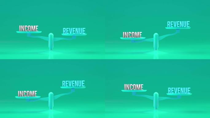 收入和收入权重，平衡，比例循环动画背景