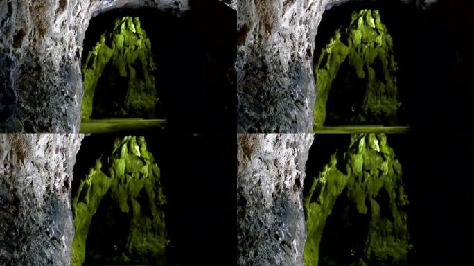 琉球群岛石灰岩洞穴的运动镜头。