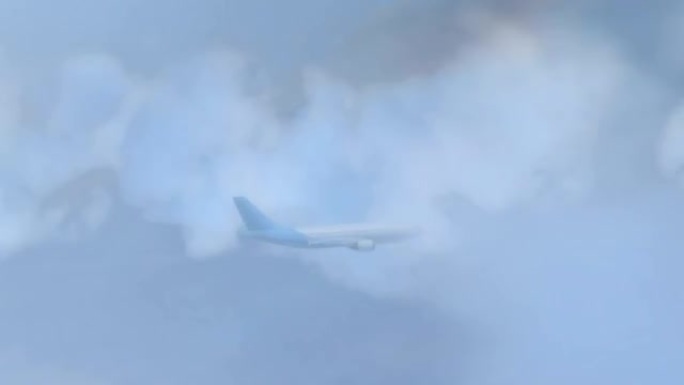 蓬松的云层中的客机