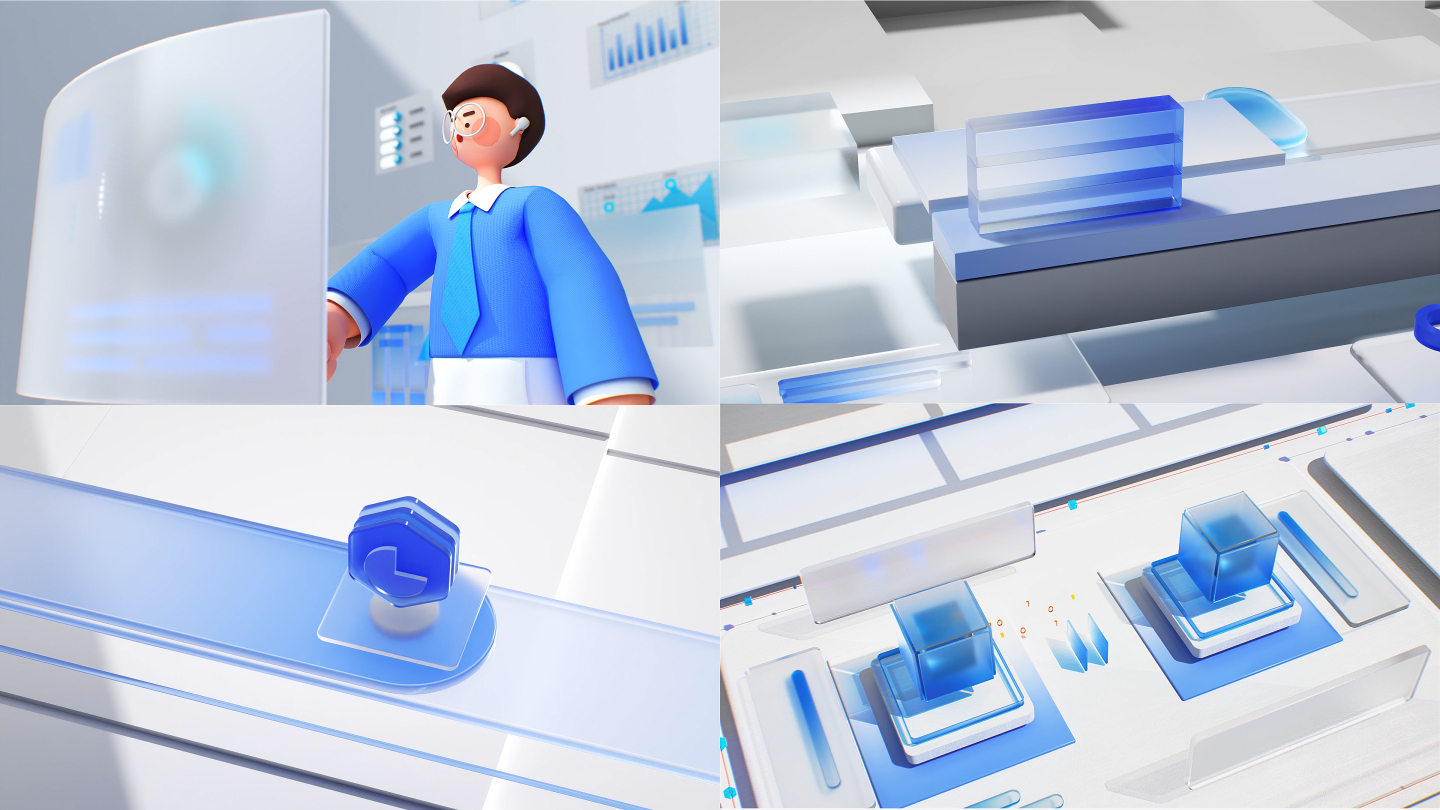 清新科技微软风格C4D动画视频素材02