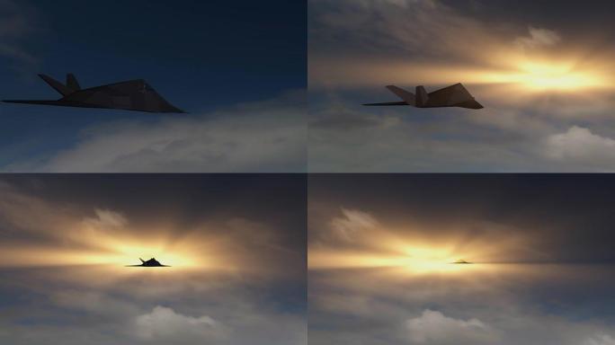 隐形F-117夜鹰飞过。