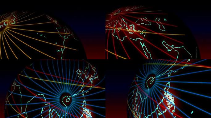 地球霓虹灯与网络闪烁。