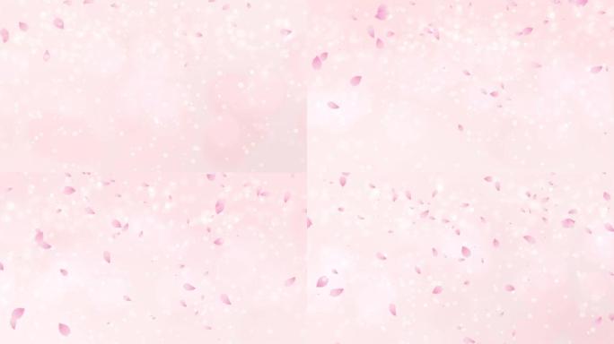深粉色的花瓣在模糊的粉色背景上飘动