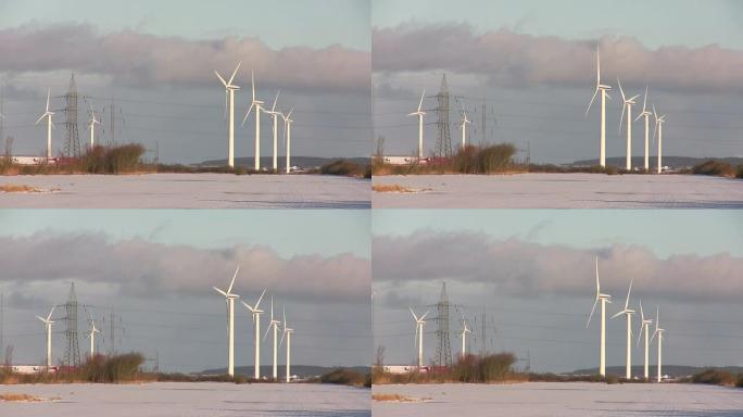 冬季的风力涡轮机