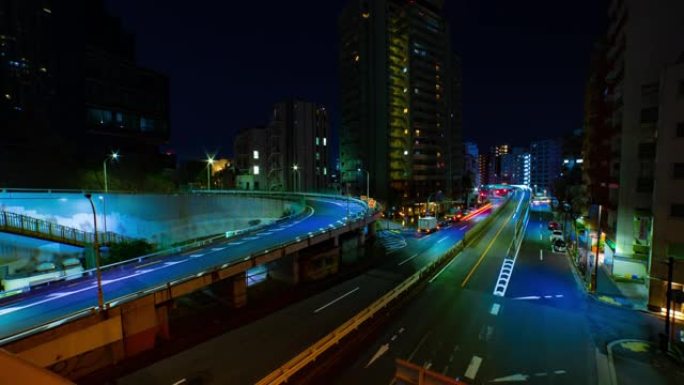 东京山手大道交通拥堵的夜晚时光倒流