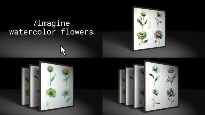 人工智能渲染水彩花的风格化视图