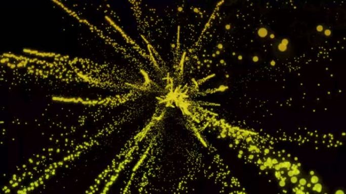 4k彩色粒子线条纹抽象黄色背景图形动画