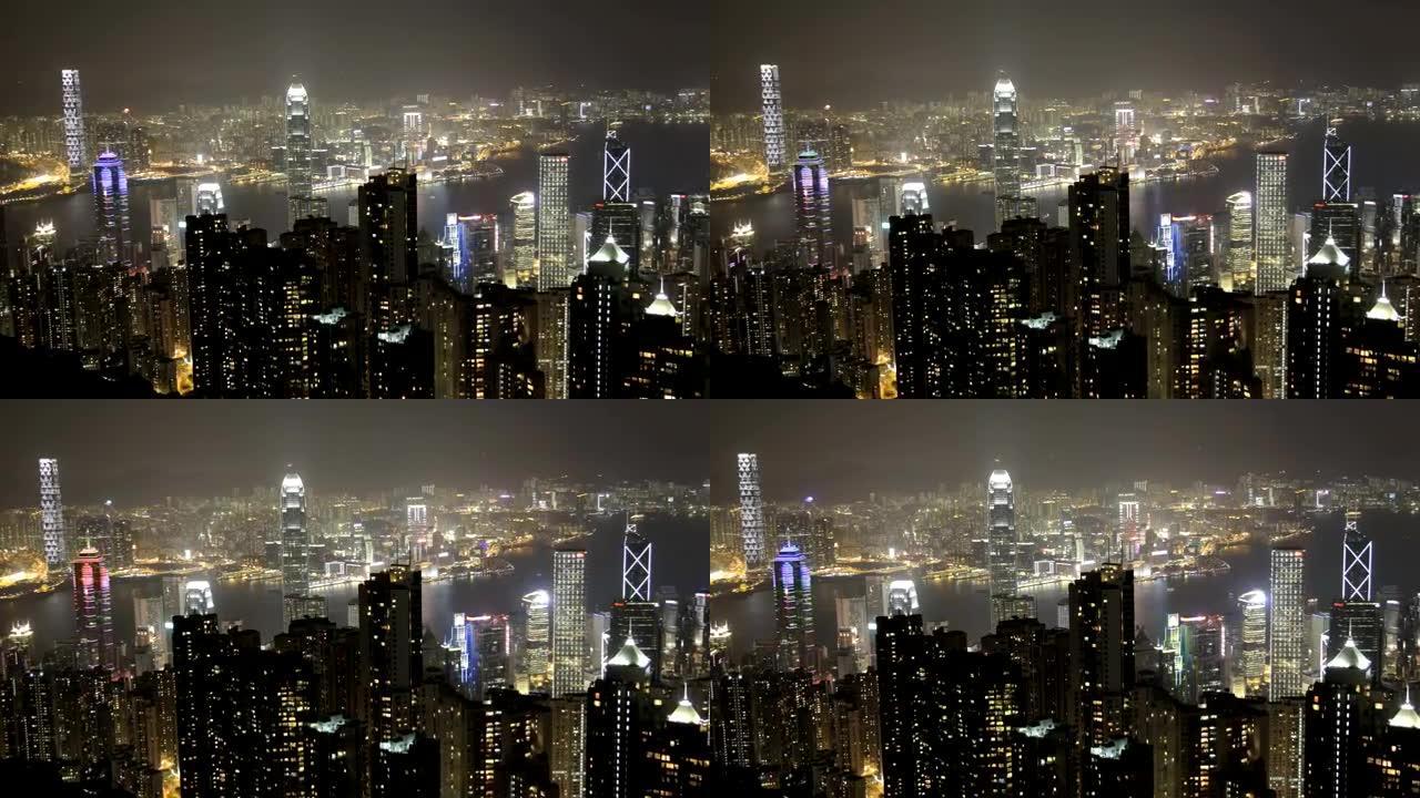 香港夜间的摩天大楼