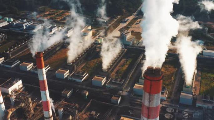 煤电厂生产电力鸟瞰图