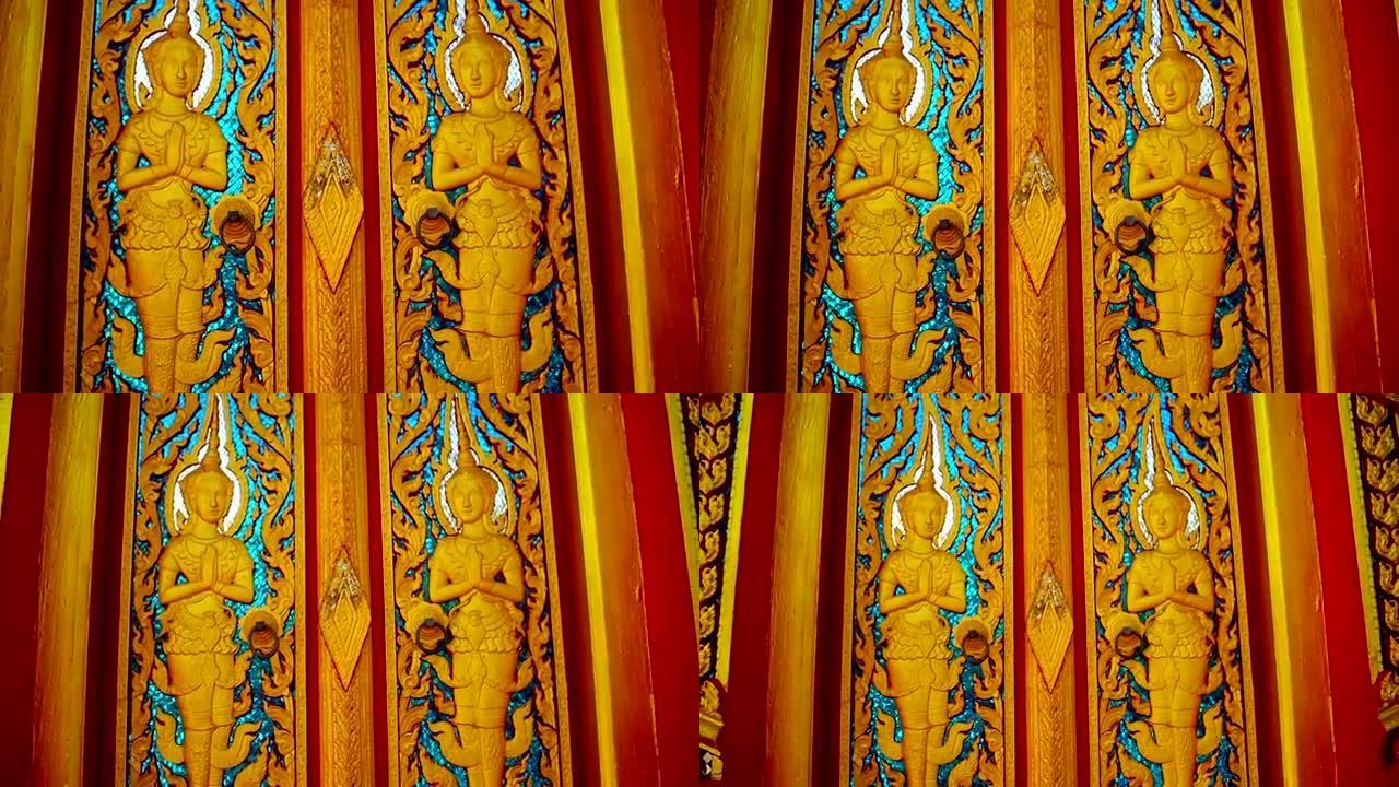 泰国普吉岛寺庙的泰国图案门