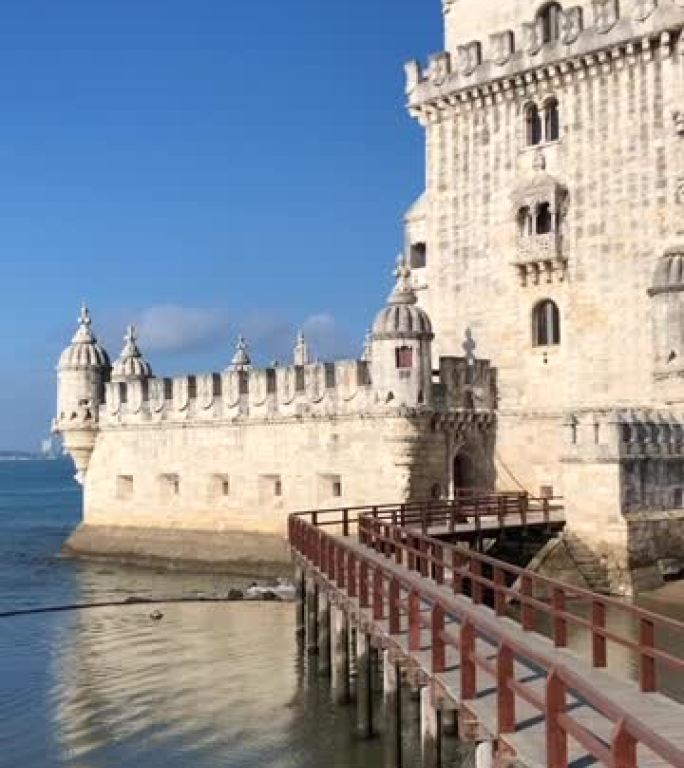 海滩上的城堡景观葡萄牙里斯本景观人文