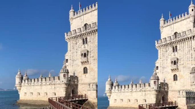 海滩上的城堡景观葡萄牙里斯本景观人文