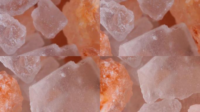 喜马拉雅粉红盐超微距特写主要由于营销成本，粉红色的喜马拉雅盐比食盐或海盐贵二十倍。