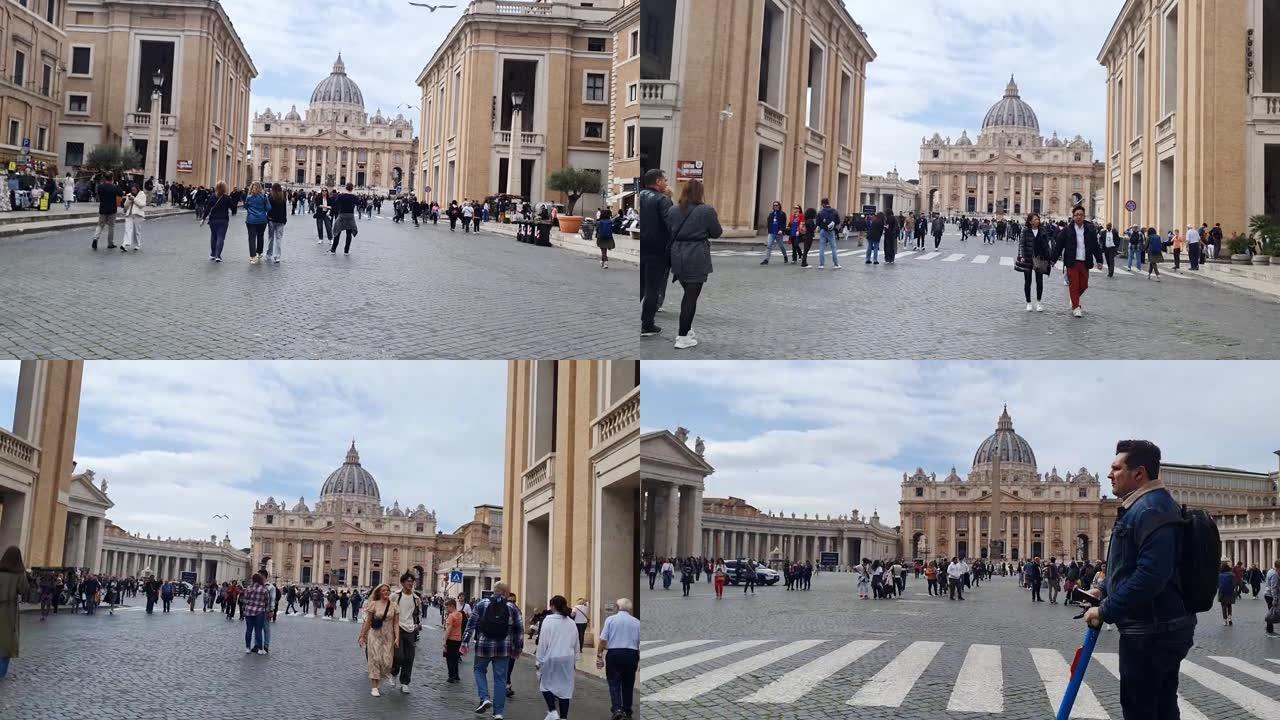 梵蒂冈广场的时间流逝视图。梵蒂冈城，罗马，意大利