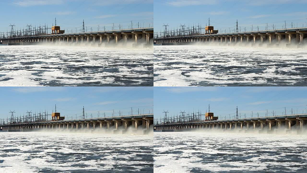 河上水力发电站的水重置