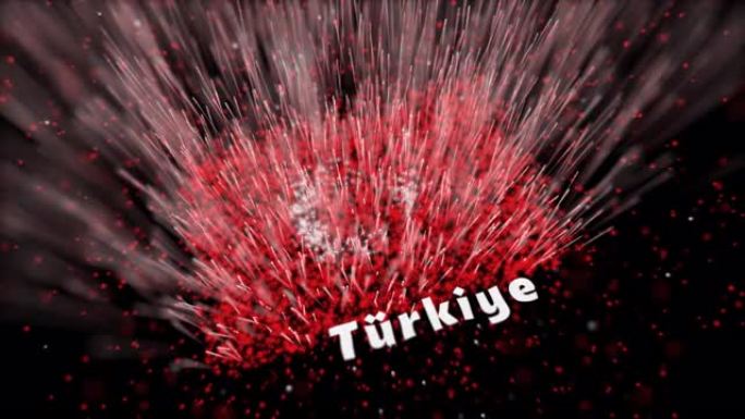 通过微小的光散射粒子显示的国家Turkiya国旗的动画视频。土耳其国旗动画视频。介绍动画。代表国家和