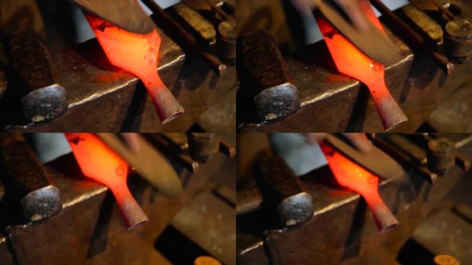 铁匠塑造日本传统料理刀库存视频