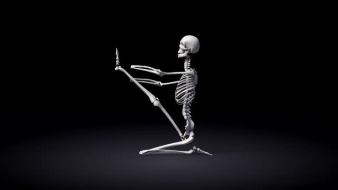 人体骨骼的瑜伽苍鹭姿势