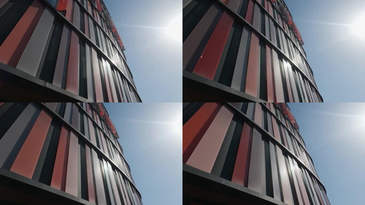 德国科隆现代弧形办公楼的建立镜头