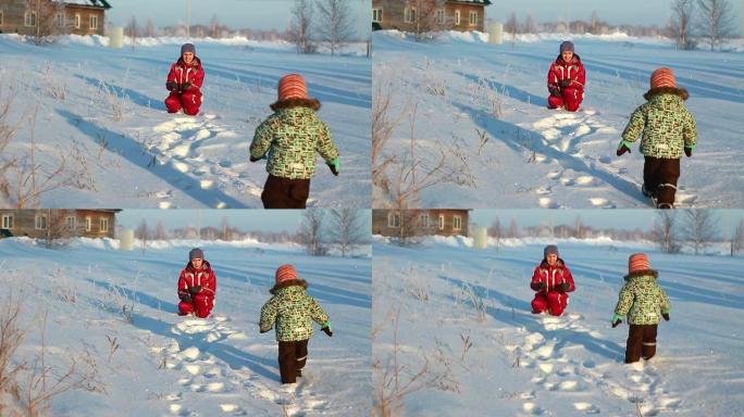 孩子去见她的母亲孩子去见她的母亲雪地雪景