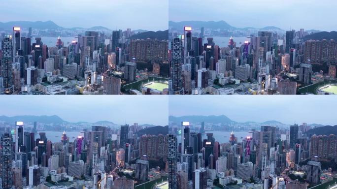 香港的前鸟瞰图商业区/商业码头。