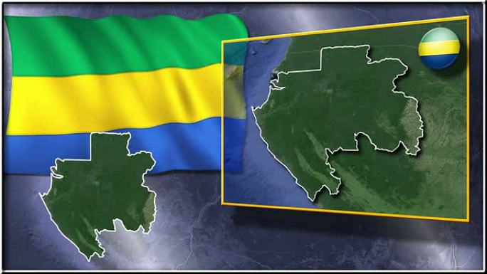 加蓬旗帜和地图动画