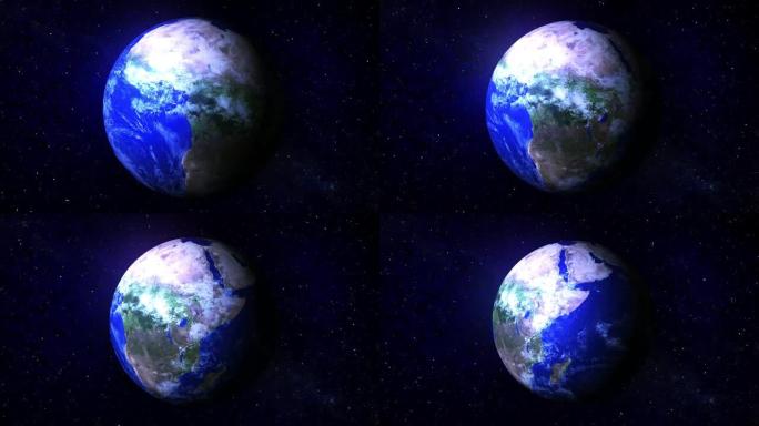 环绕现实地球行星昼夜循环动画背景