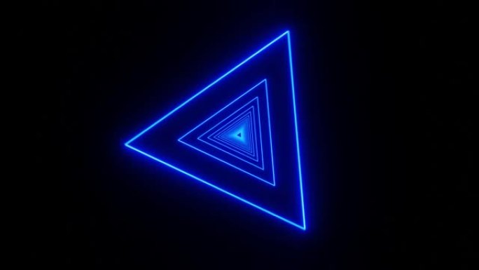 抽象背景是由霓虹灯照亮的旋转三角形的环形图案创建的，提供了动态的视觉体验