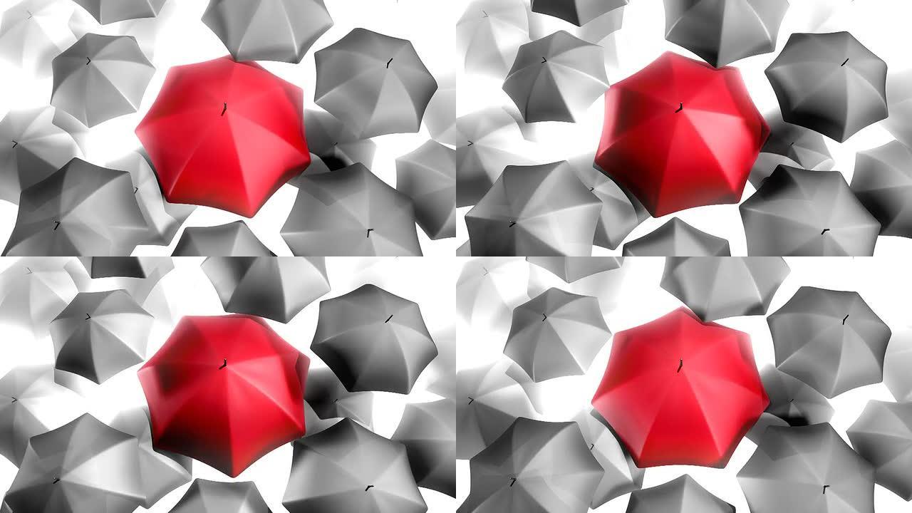 灰色/红色雨伞3D视频背景-HD1080