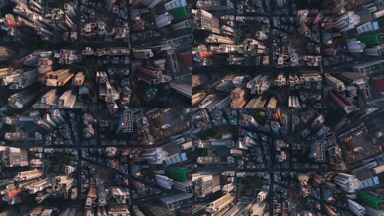 香港城市街道俯视图