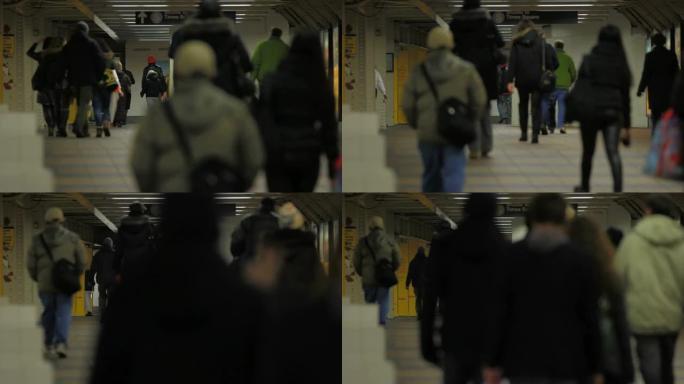 纽约地铁人步行