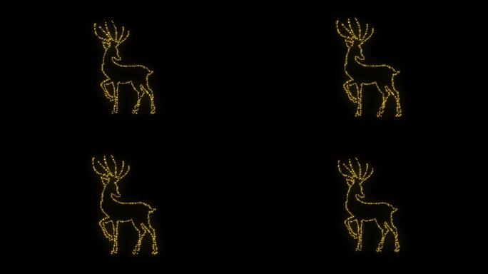 鹿霓虹灯图标循环动画视频透明背景与阿尔法通道。