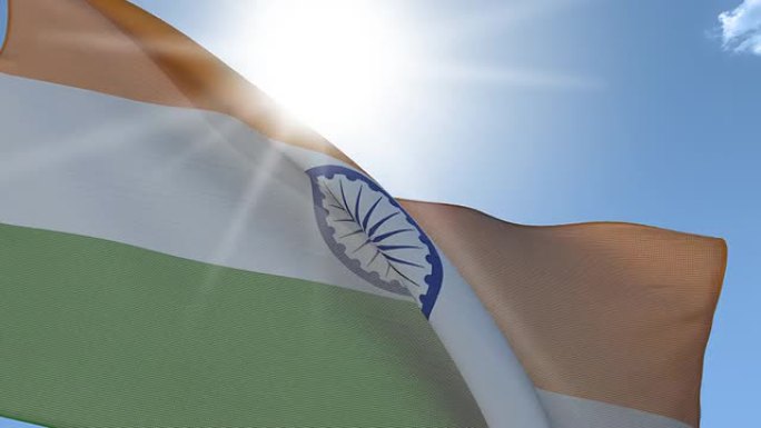 印度国旗挥舞着，seamlees loop
