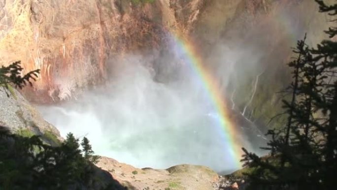 黄石瀑布下面的彩虹