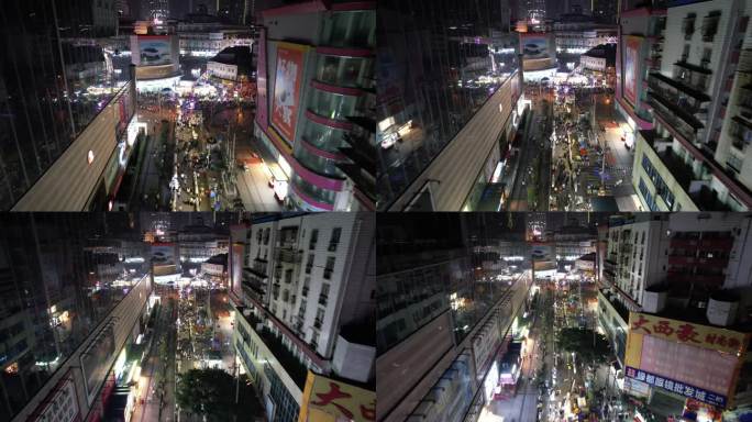 广西南宁城市夜市摊街景人流航拍 (11)