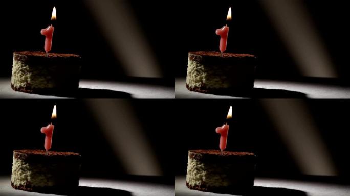 提拉米苏蛋糕里的蜡烛一。