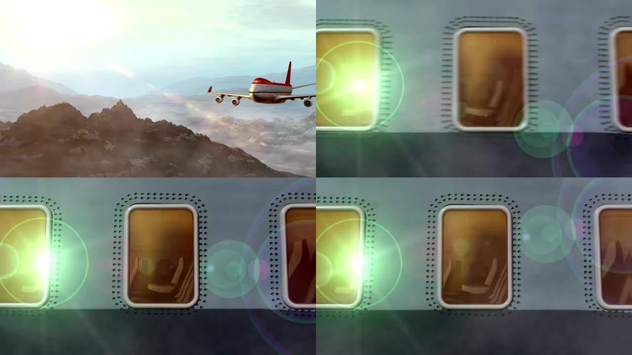 动画介绍，飞机飞越山脉景观